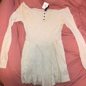 Light Gray Off the Shoulder Knot Romper Urban